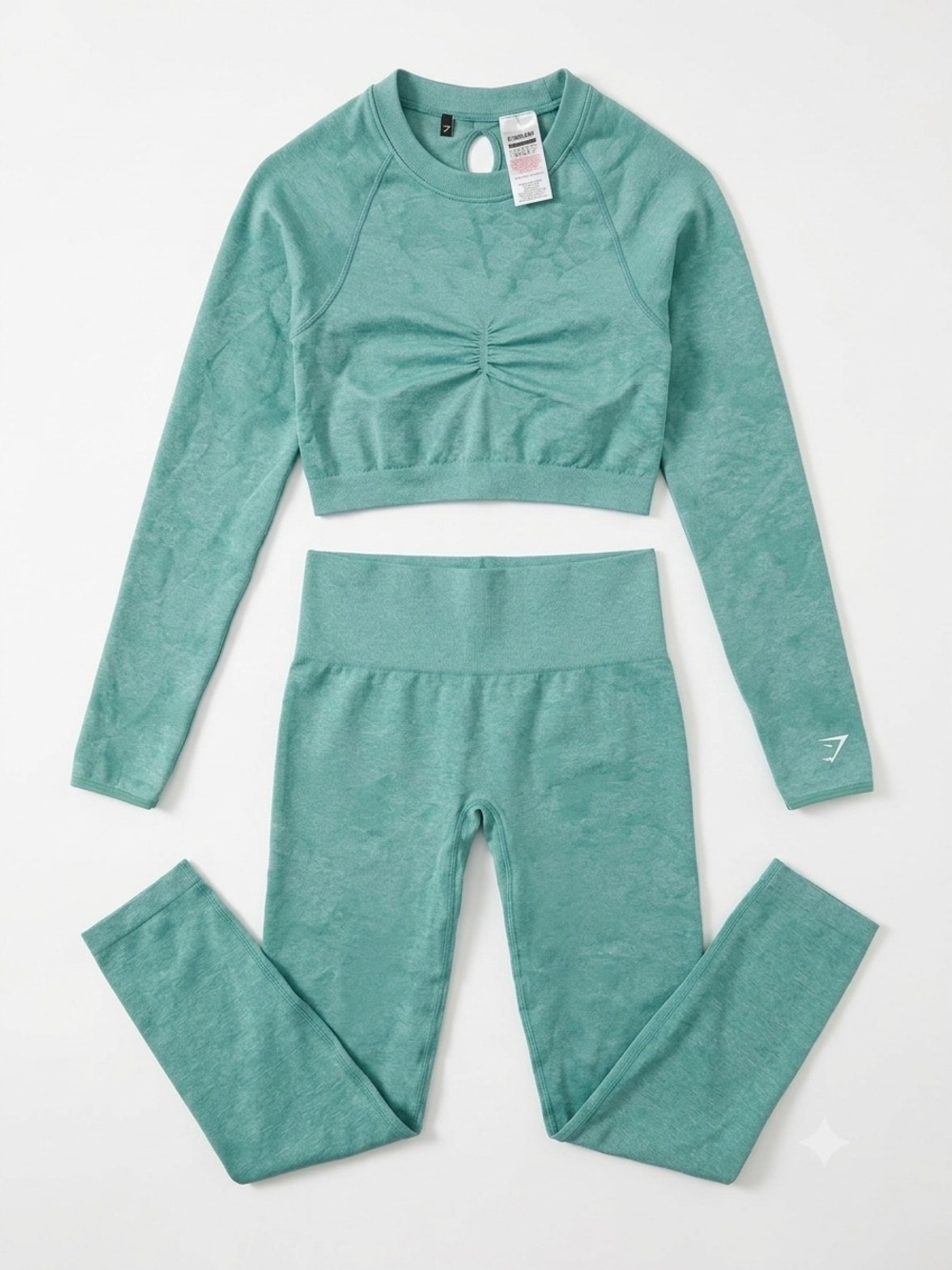 Gymshark Teal Seamless Crop Top & High-Waist Leggings Set